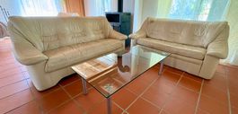 Sofa-Set Beige 3-teilig