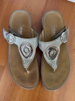 Rieker Antistress Leder Sandalen 39 Zehentrenner Silber