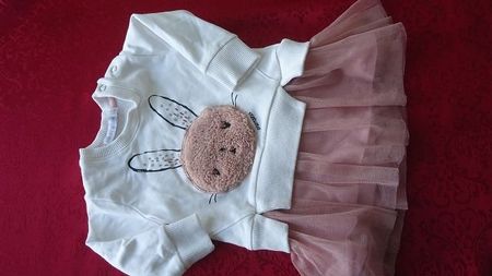 Kleid weiss rosa Gr. 62, energino mit Hasenprint neuwertig