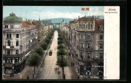 Zürich, Bahnhofstrasse aus der Vogelsch