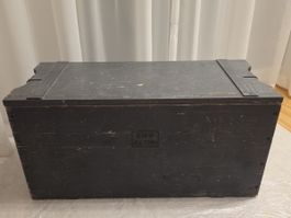 Holzbox Kiste Metallbeschläge vintage dunkelgrau gebraucht