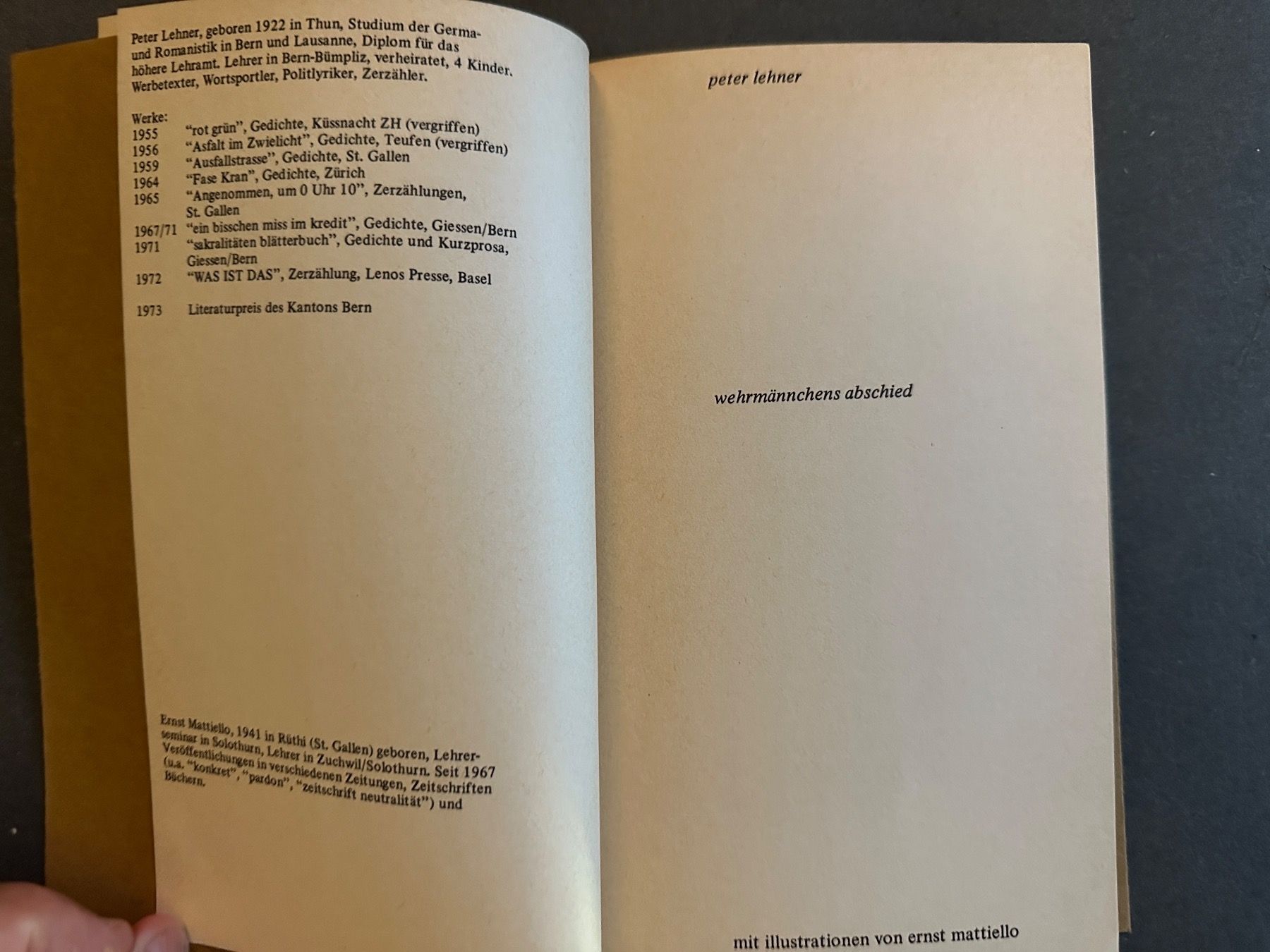 Libri: Peter Lehner: Wehrmännchens Abschied – Usato da Zürich venduto da allp 1