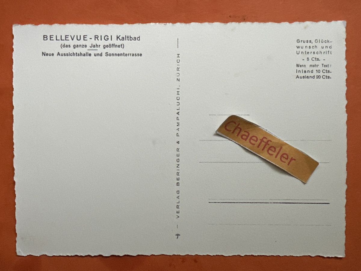 Ansichtskarten: Bellevue – Rigi Kalt Bad – Gebraucht aus Zürich von Chaeffeler 1
