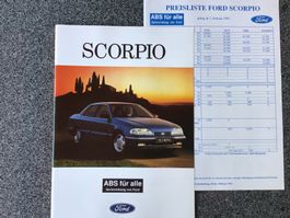 Ford Scorpio Verkaufsprospekt 42 Seiten inkl. Preisliste 92