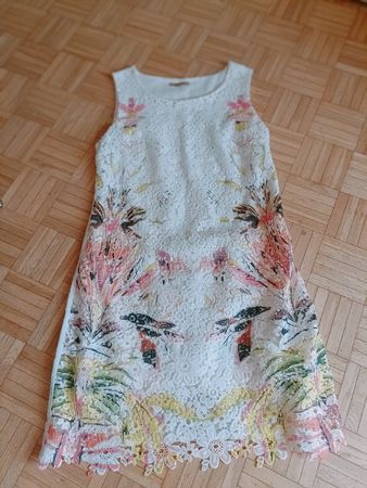 Abito corto bianco fantasia floreale taglia L come nuovo