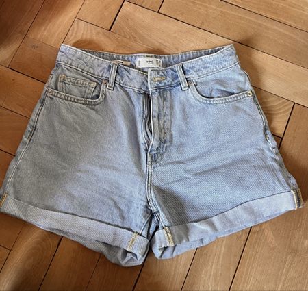 Mango MNG Mom Jeans Shorts Damen Gr. 38 – Hellblau
