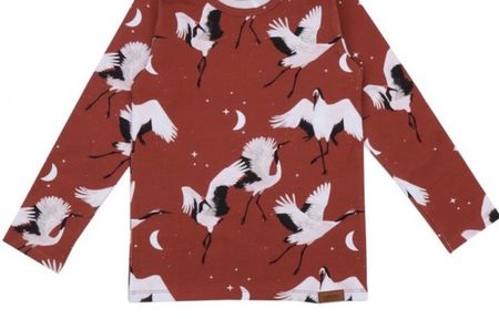 Walkiddy Langarmshirt Kraniche rot, Gr. 134, Öko-Tex, neu/OV