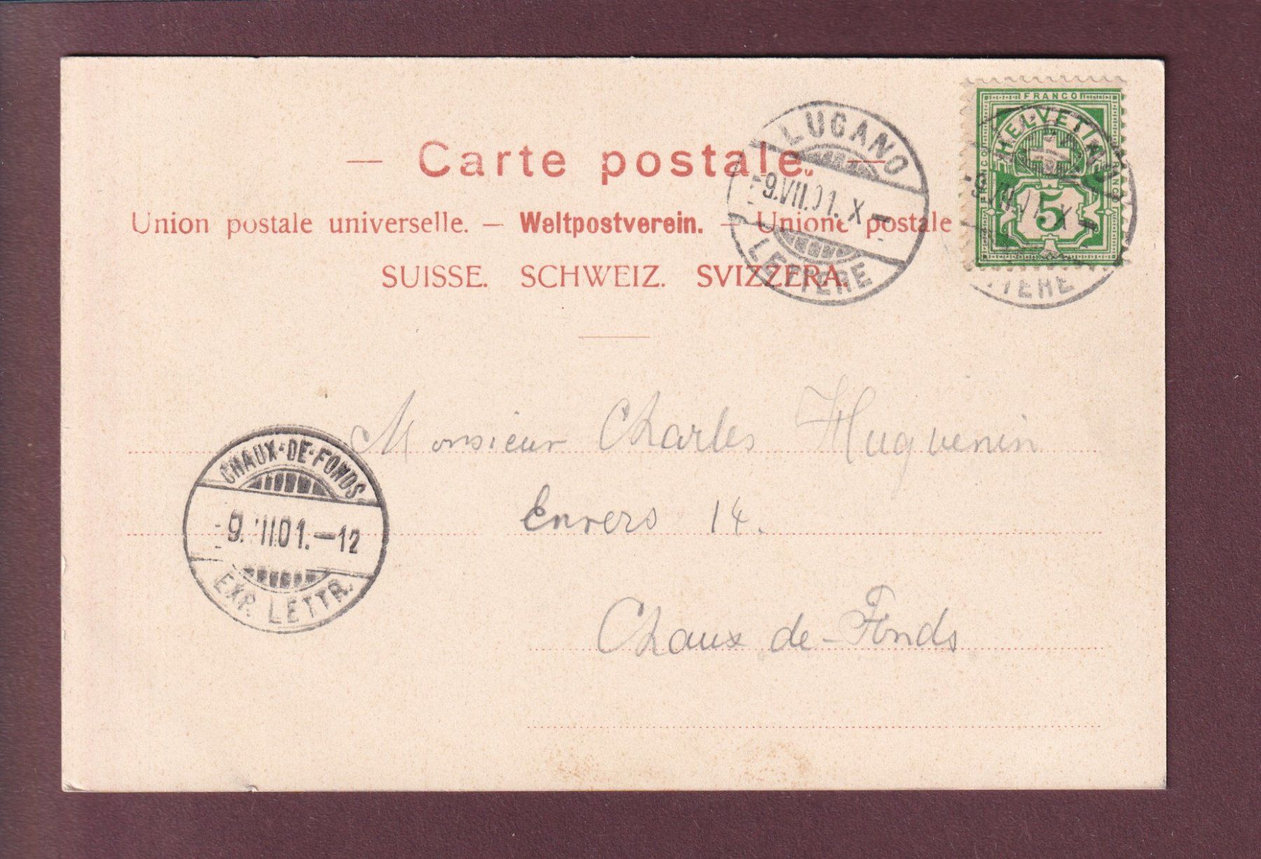 Cartoline postali: LUGANO - Monte S. Salvatore - 1901 – Usato da Pully venduto da nicecards 1