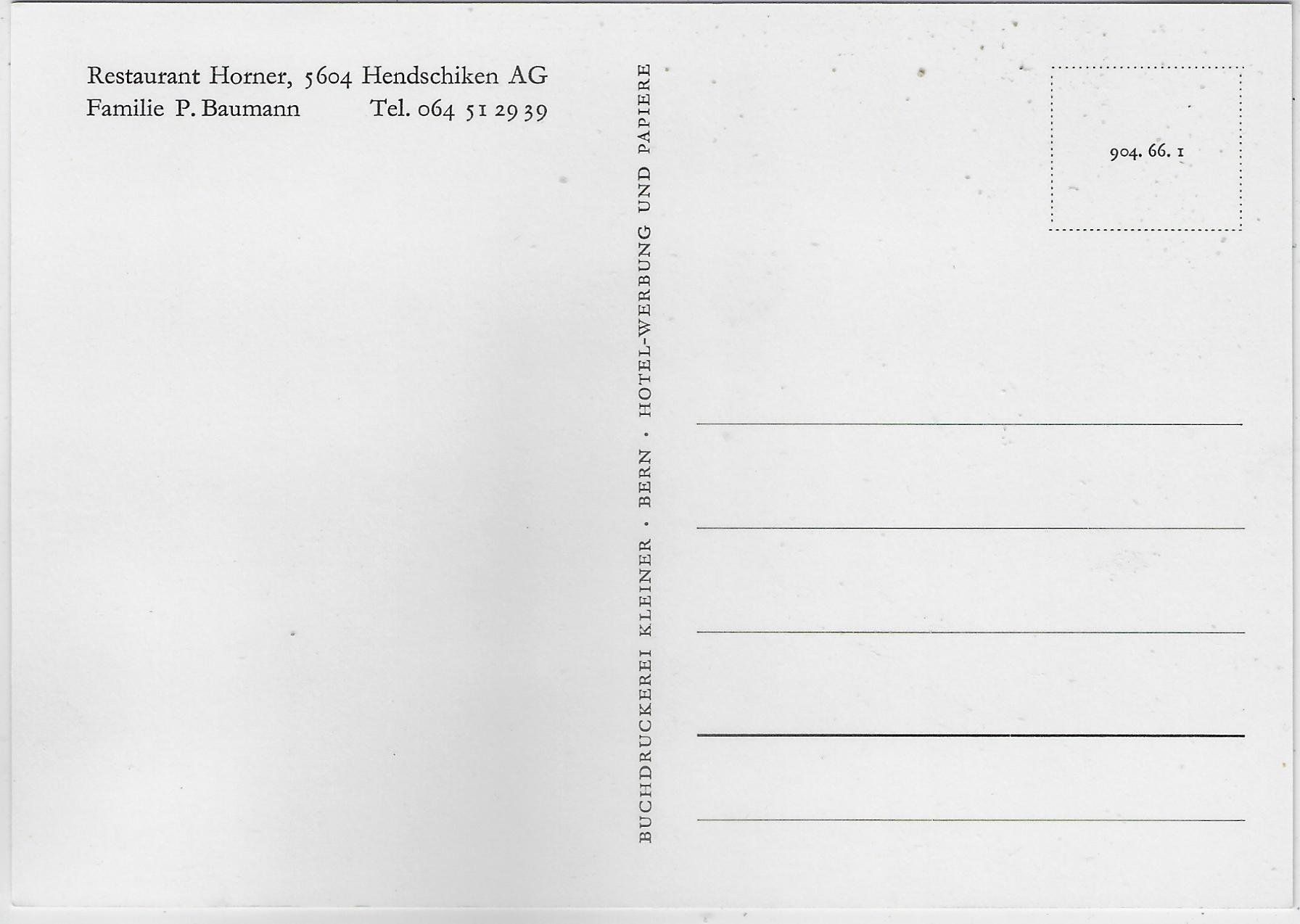 Cartoline postali: Restaurant Horner - Hendschiken AG – Usato da Ettingen venduto da Kartenplanet 1