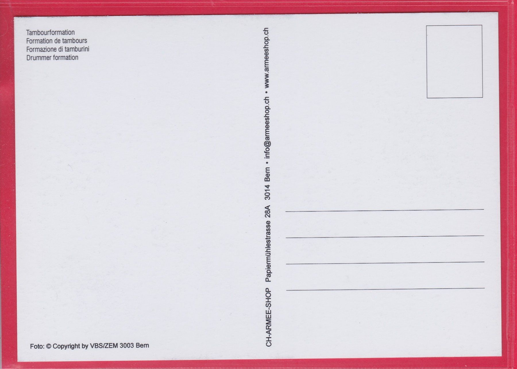 Cartoline postali: TAMBOURFORMATION – Usato da Oberrieden venduto da Gebirgsstelze 1