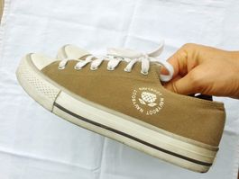 SNEAKER NAVYBOOT 38 CANVAS PASTELL TAUPE SCHNÜRER SCHUHE TOP
