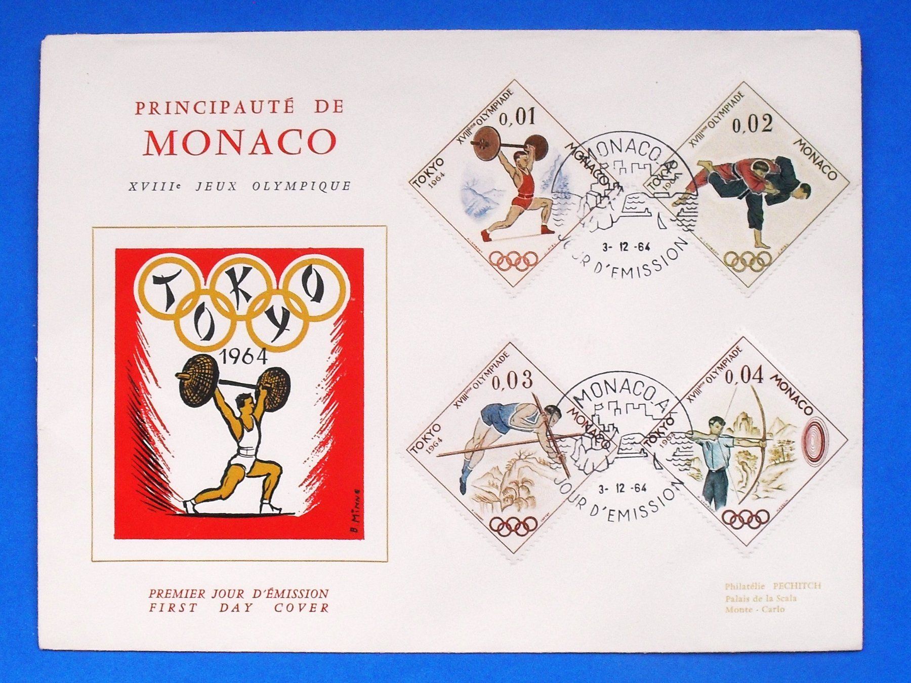 Tutti i francobolli: MONACO - OLYMPIQUE 1964 - FDC – Usato da zuerich venduto da Ocean99