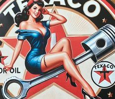 Schönes Texaco Motor Oil Pin Up Girl  Blechschild - neu!!!