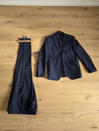 Zara Herren Anzug, Gr. 48, dunkelblau-kariert