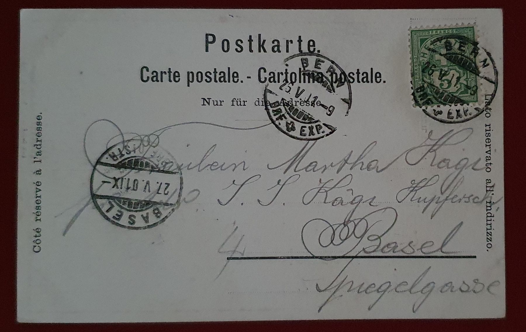 Cartoline postali: Bern 1901 - Kornhauskeller – Usato da Kreuzlingen venduto da Rschweiz1 1