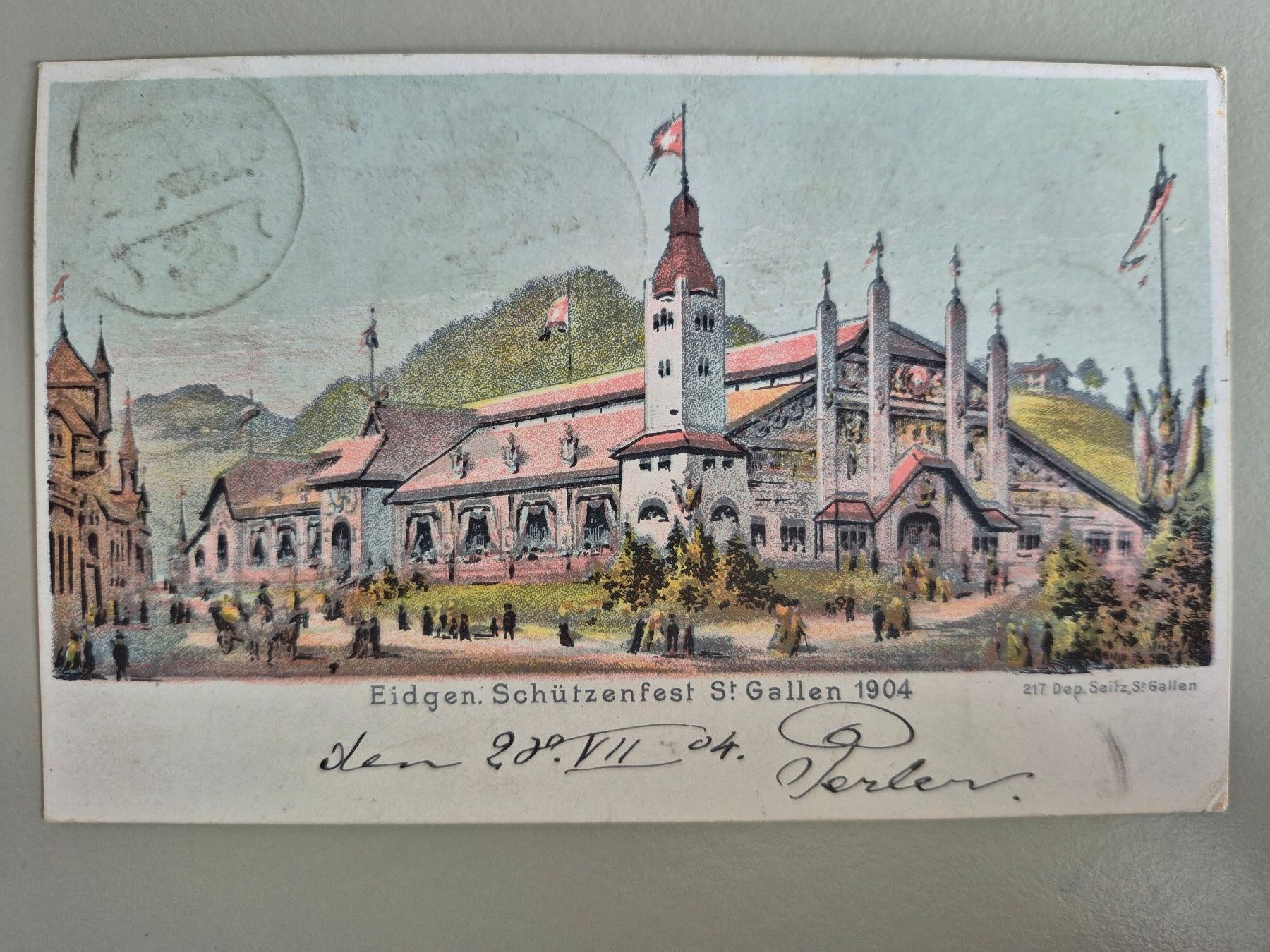 Cartoline postali: Eidgen. Schützenfest St.Gallen, 1904 – Usato da Obernau venduto da countdown