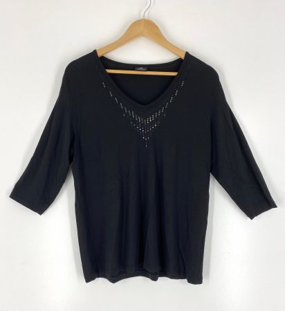edles T-Shirt mit 3/4 Ärmeln, V-Ausschnitt, Grösse 42