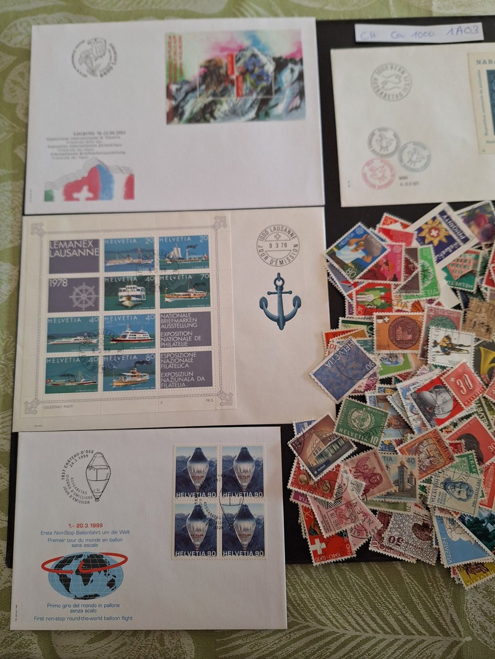 Tutti i francobolli: CH- ca. 1000 und 4 Briefe dazu (1A03) – Usato da Genolier venduto da Antoine30 1