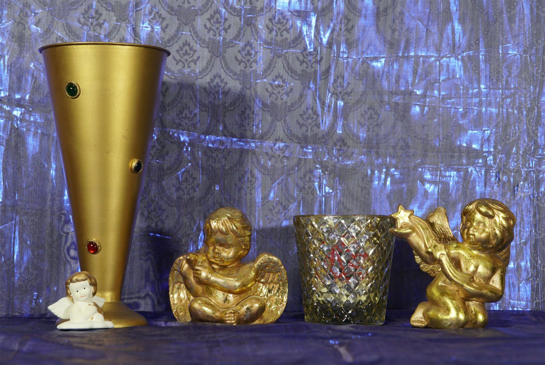 Tutte le decorazioni: Paar goldene Keramik Engel – Usato da Meggen venduto da Brockitare 1