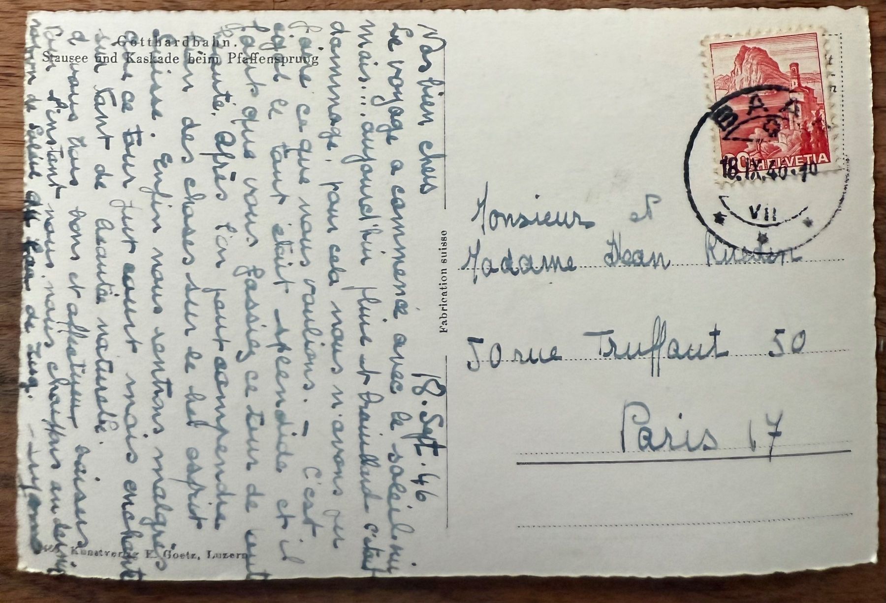Cartoline postali: Gotthardbahn Stausse und Kaskade beim Pfaffensprung 1940 – Usato da Lutry venduto da Ediego 1