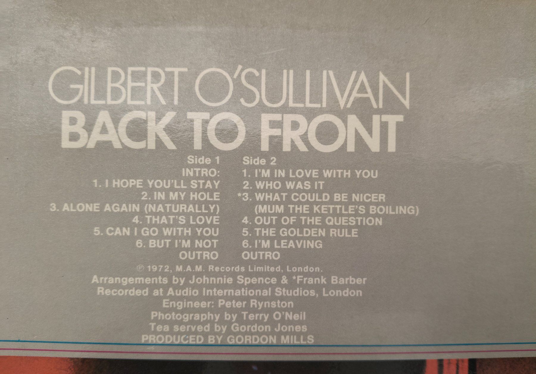 Dischi in vinile: LP "Gilbert o'Sullivan" - BACK TO FRONT – Usato da Binningen venduto da mar_2jlr 2