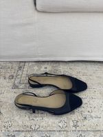 Black Slick Back Shoes in Size 40 and Leather Material