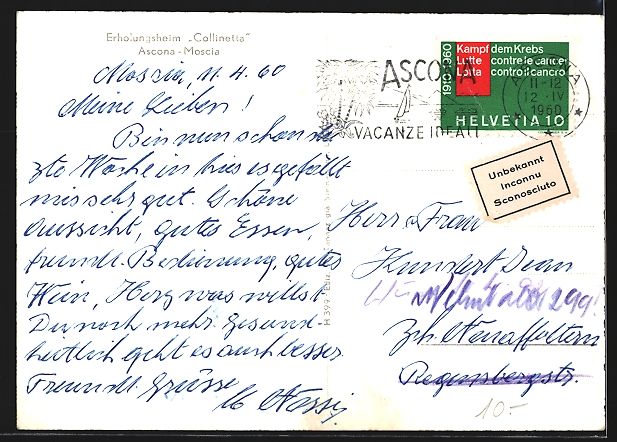 Cartes postales: Ascona-Moscia, Erholungsheim Collinetta – D'occasion à Berlin par bartko-reher 1