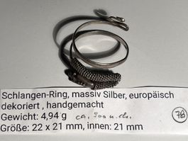 Schlangen Ring, massiv Silber, handgemacht, top Rarität!