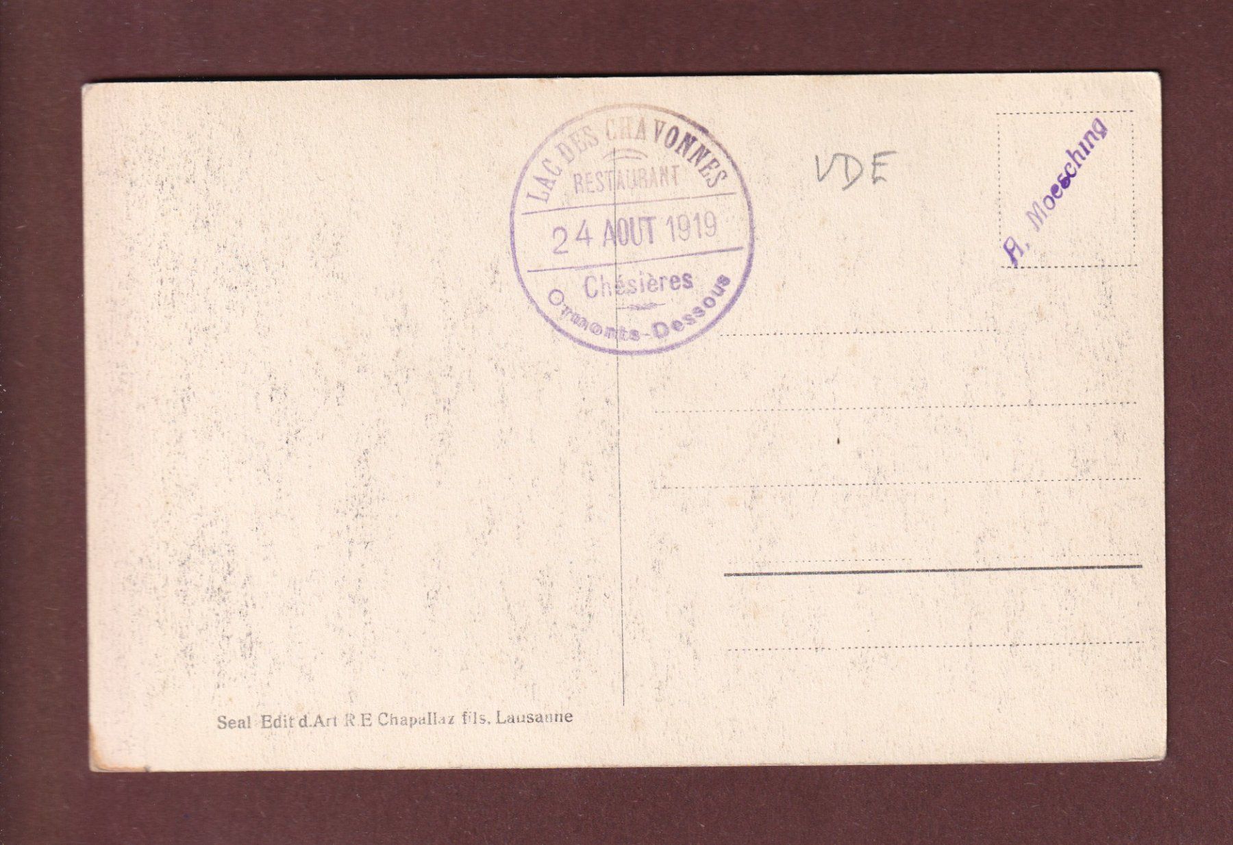 Cartes postales: LAC DES CHAVONNES - 1919 – D'occasion à Pully par nicecards-shop 1