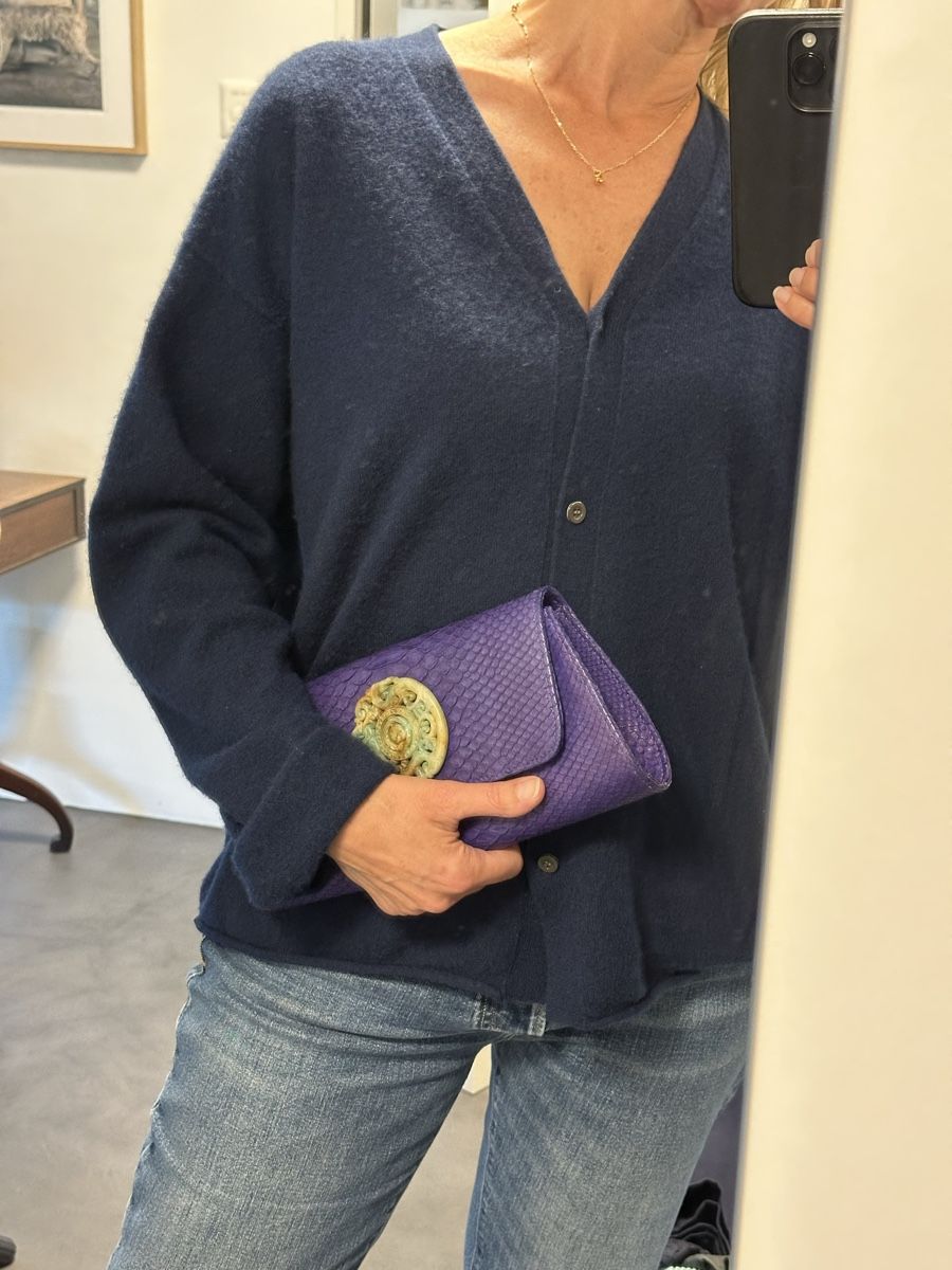 Taschen für Damen: Lila Pythonleder-Clutch mit Jade-Verzierung - Top Zustand! – Neu (gemäss Beschreibung) aus Hochwald von M-M-S 3