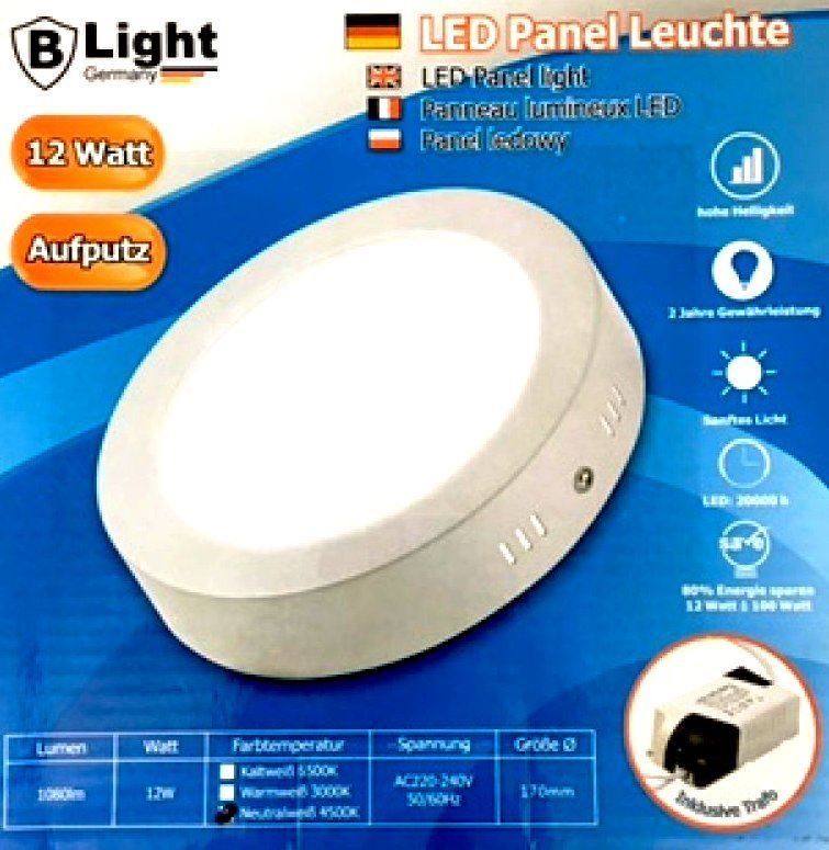 Lampadari & plafoniere: LED Panel Leuchte 12W Rund Ø 17cm Aufputz – Nuovo e nell'imballaggio originale da St. Gallen venduto da schnaeppchen-preise
