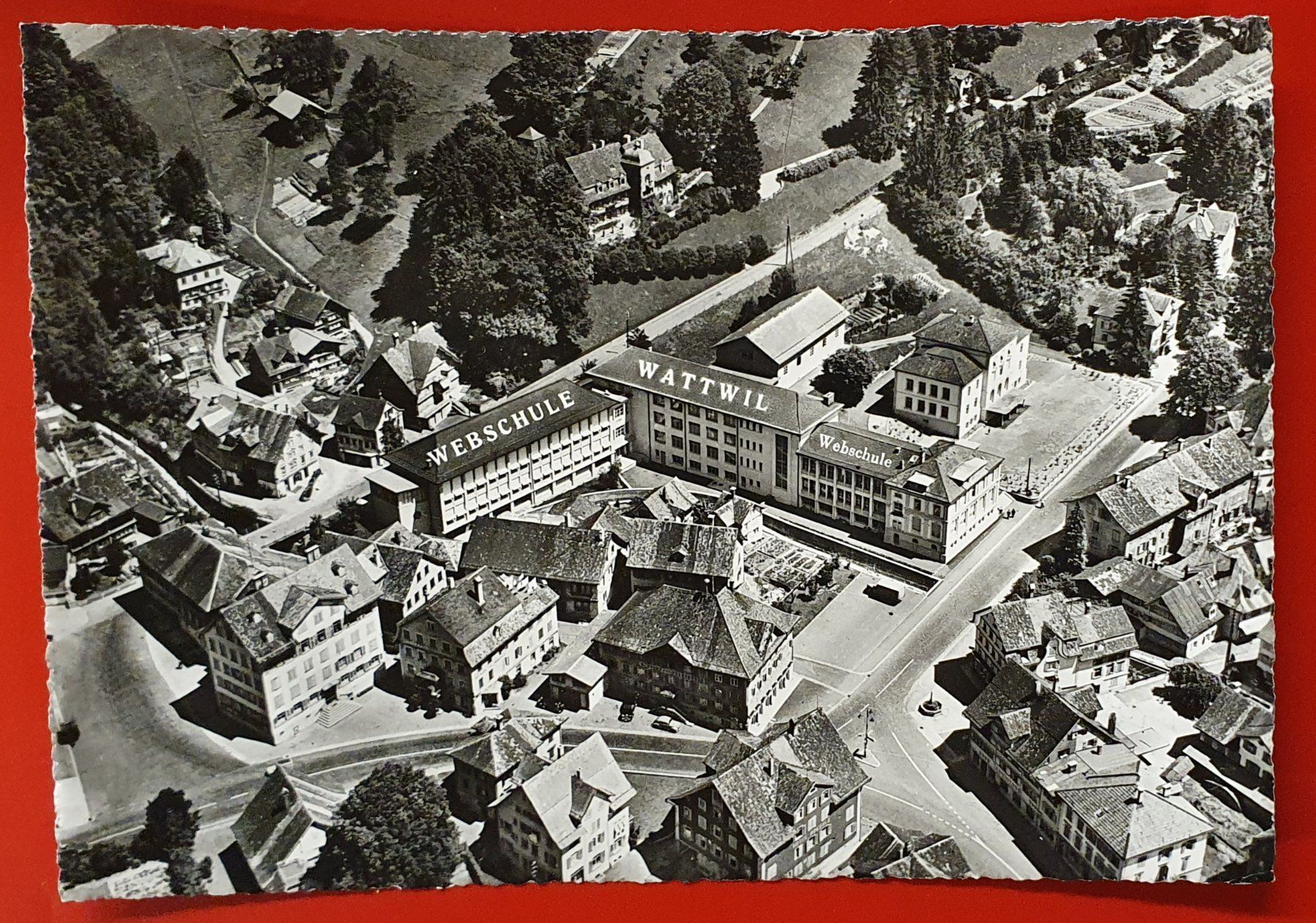 Ansichtskarten: Webschule Wattwil 1959, Flugaufnahme – Gebraucht aus Kreuzlingen von Rschweiz1