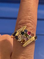 Bague vintage 57 plaquée  amethyste/grenat/quartz/cornalin