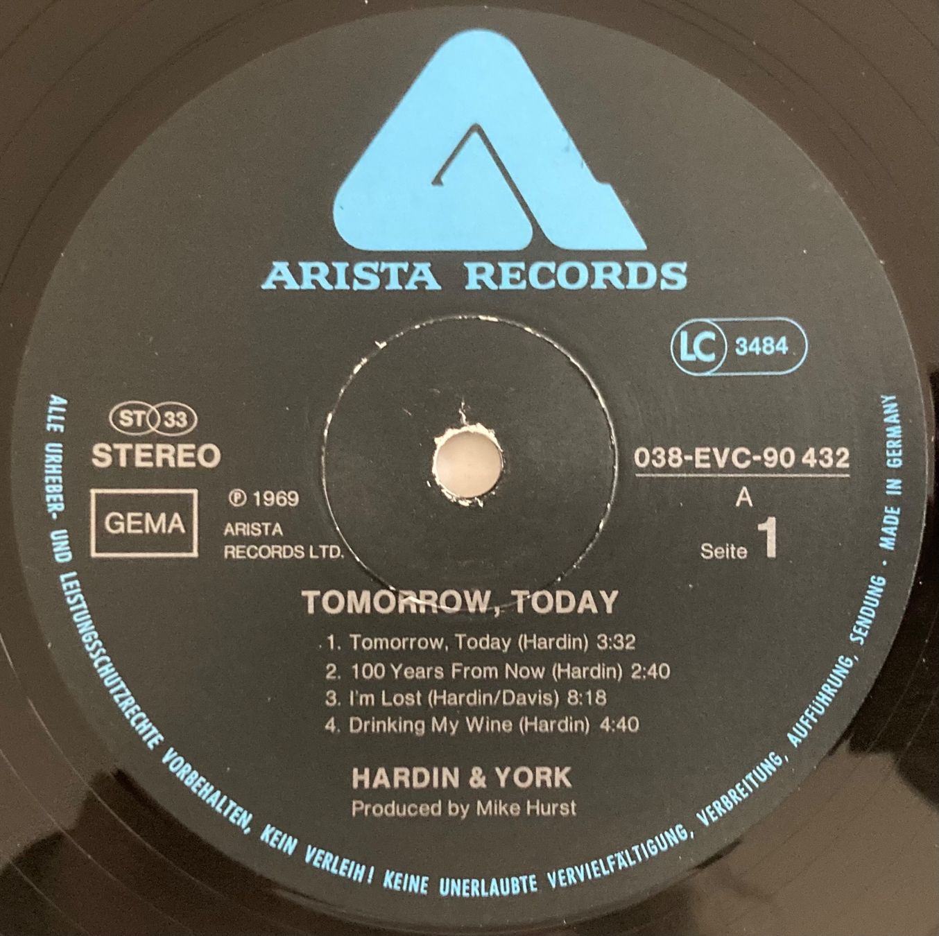 Dischi in vinile: HARDIN / YORK - TOMMOROW, TODAY – Usato da Poliez-Pittet venduto da Newtown-Records 2