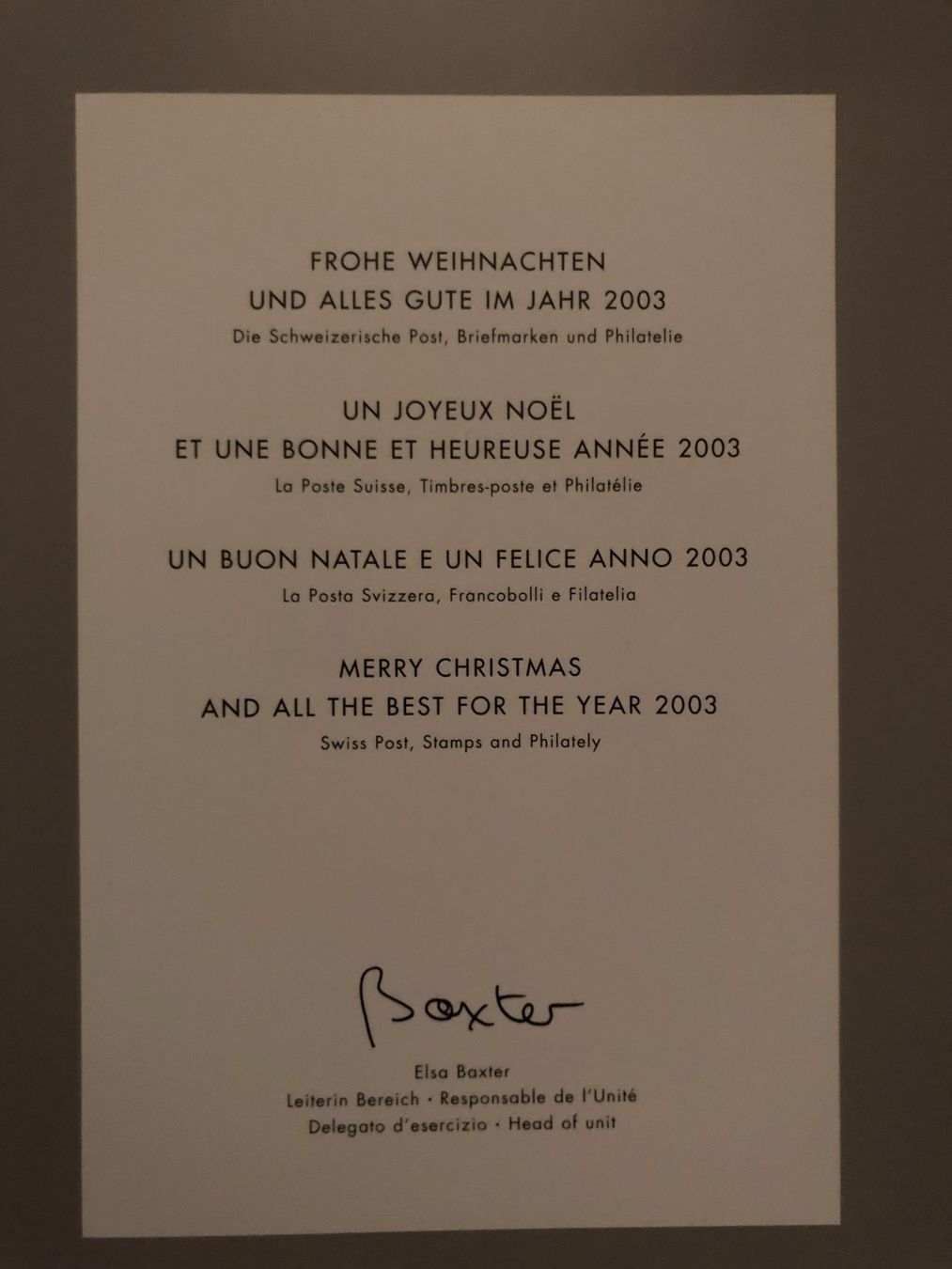 Tutti i francobolli: FDC PTT Weihnachtskarte 2002,  Bern 19. November 2002 – Nuovo (secondo la descrizione) da Landquart venduto da interesse63 3