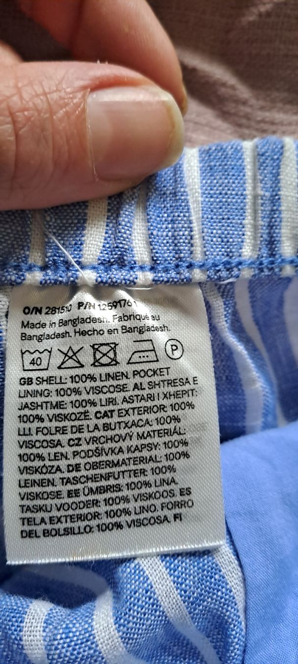 Pantaloni: Leinenshorts blau-weiss gestreift – Usato da Düdingen venduto da Anthelia 3
