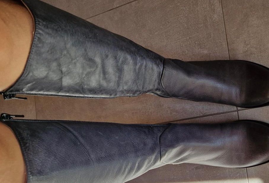 Scarpe da donna: Graue Echtlederstiefel Größe 38 – Nuovo (secondo la descrizione) da Perlen venduto da b.b10 4