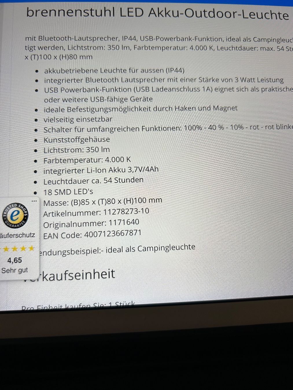 Lautsprecher: Lautsprecher Bluetooth mit Leuchte Outdor 1 Stück – Neu und originalverpackt aus Gisikon von luz_l95s 2