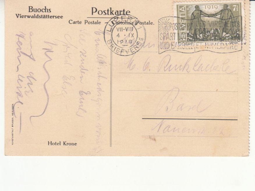 Cartoline postali: Buochs Krone 1919 – Usato da Bürglen TG venduto da StampGraf 1