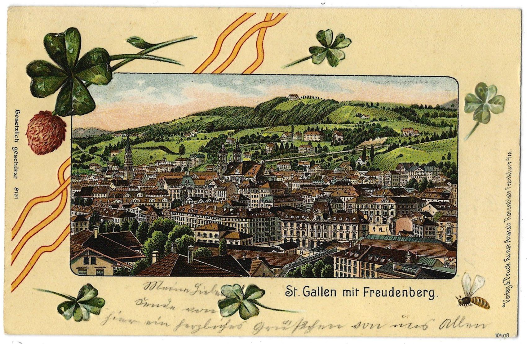 Cartoline postali: St . Gallen  mit  Freudenberg . – Usato da Bütschwil venduto da Jackson1A