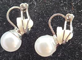 Ohrclips Kugel Weiss neu