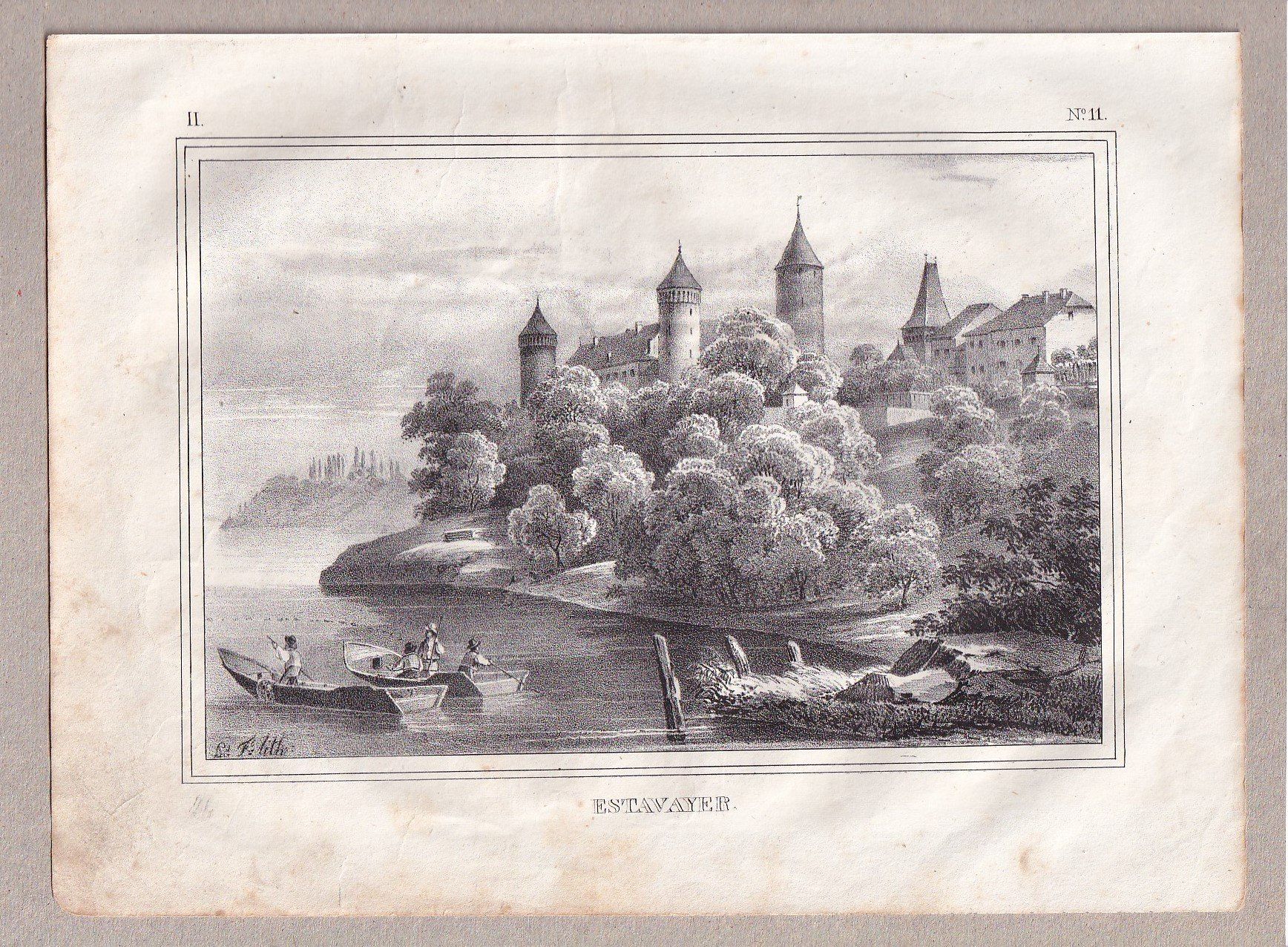 Stiche: ESTAVAYER, LITHOGRAPHIE VON 1836-1845 – Gebraucht aus Grüningen von Kartensammler 1