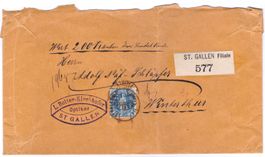 Wertbrief von Optiker SG 1903 Stehende Helvetia, mit Siegeln