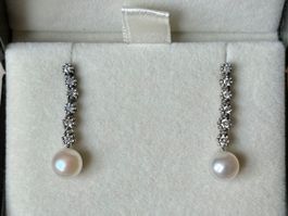 Perlen Ohrringe, Silber 925