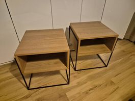 2x Nachttische Echtholzfurnier - Eiche