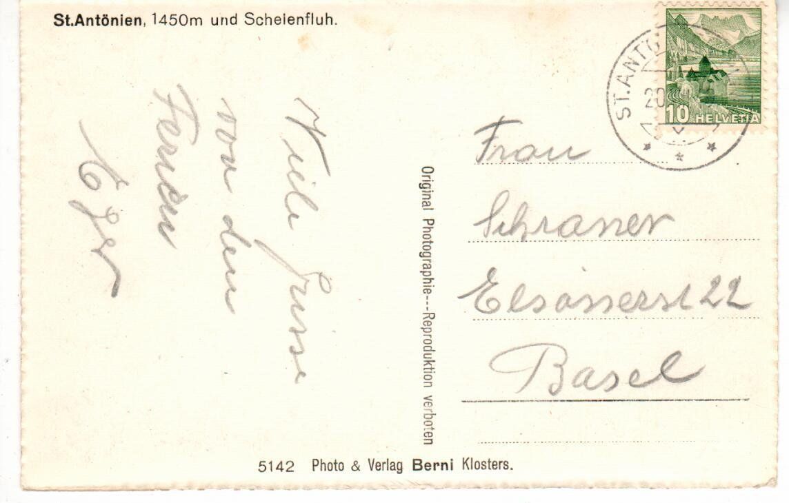 Cartoline postali: St. Antönien 1949 – Usato da Wolhusen venduto da Curver9 1
