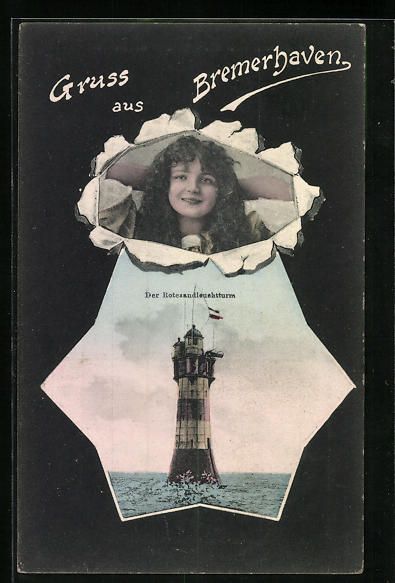 Cartoline postali: Grusskarten-AK Bremerhaven, Mädchen mit – Usato da Berlin venduto da bartko-reher
