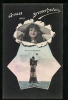 Grusskarten-AK Bremerhaven, Mädchen mit
