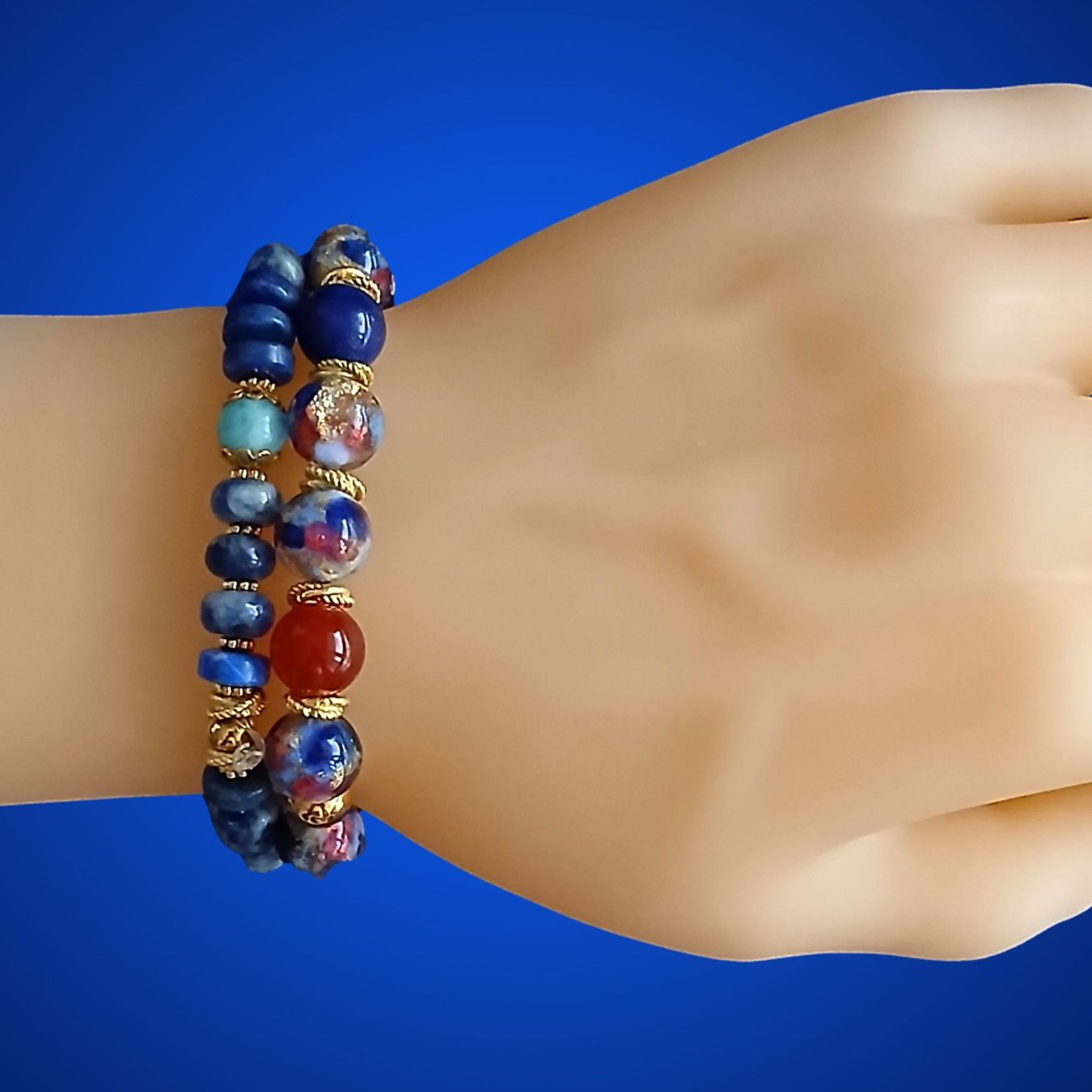 Bracciali & Braccialetti: Armband elastisch bracelet élastique Lapislazuli Unikat – Nuovo e nell'imballaggio originale da Lütisburg venduto da Emarra