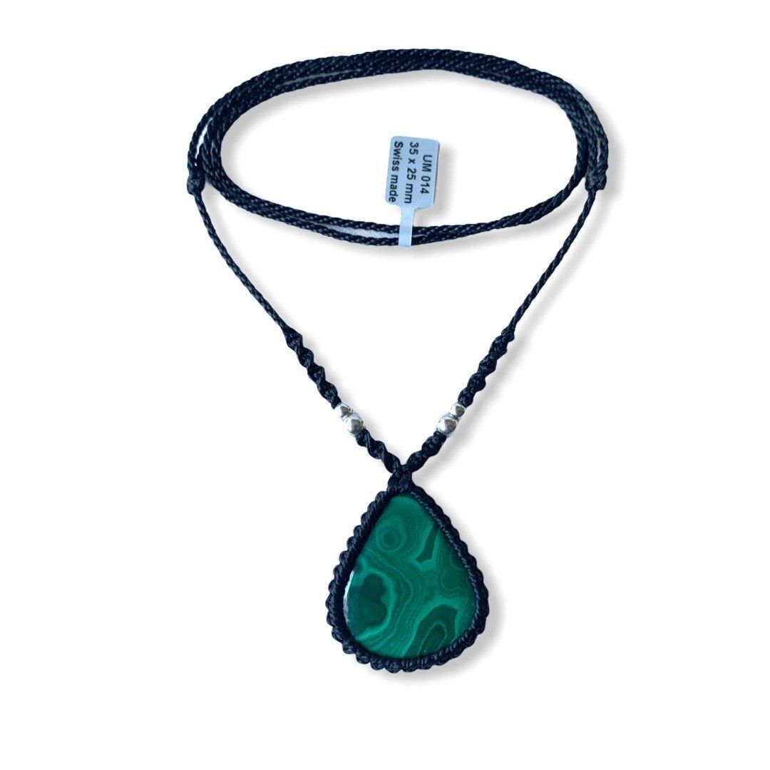 Catenine: MALACHIT EDELSTEIN HALSKETTE MAKRAMEE – Nuovo e nell'imballaggio originale da Zürich venduto da MEVAS-Schmuck 2
